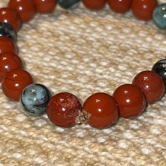 Red Jasper Zebra Jasper Handmade Healing Bracelets 7” Set of 3 Bracelets - Picture 5 of 7